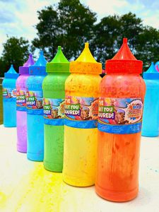 colored plastic bottles for color fun run