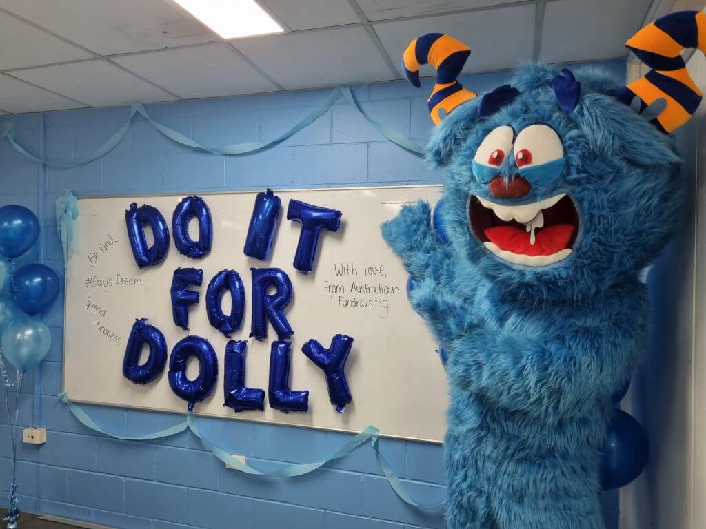 Even our Monster got in on the action for Do it for Dolly Day!